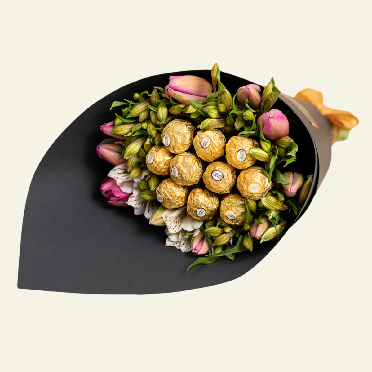 Ramo de 10 Tulipanes + Ferrero