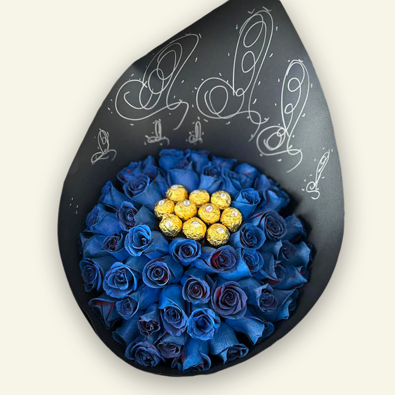 Ramo de Rosas Azules + 10 Ferrero